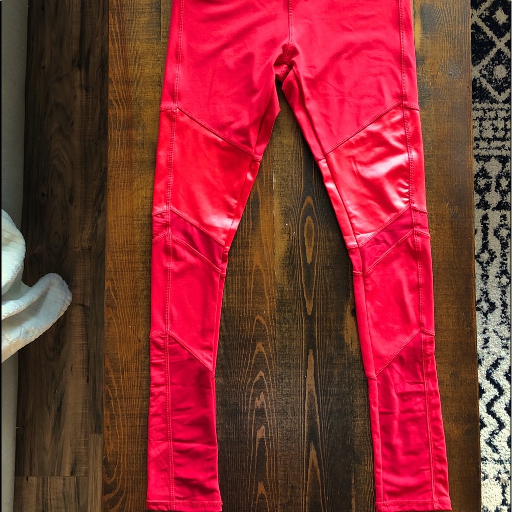 LA Society Red Leggings Mesh Pants Pocket Sz S
